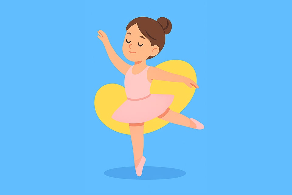 Ilustração de uma menina dançando balé