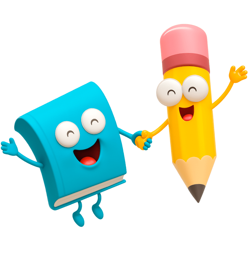 Livro e lápis de mãos dadas