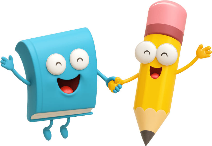 Livro e lápis de mãos dadas